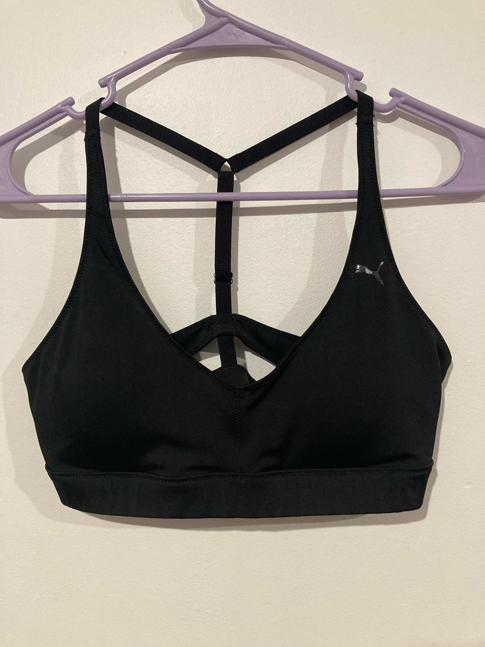 Puma Black Strappy T-Back Sports Bra size Xs